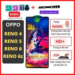 Kính cường lực Oppo Reno 6z/ Reno 6 5g/ Reno 5/ Reno 4 Full màn cao cấp OG+ độ cứng 21H siêu mượt hạn chế vân tay [MIMA]