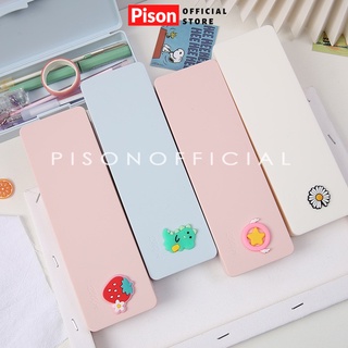 Hộp bút Nhựa trơn gắn Silicon Pison, bao bút họa tiết dễ thương 19.5*6.4cm – SP0164 – 1 cái