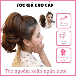 Tóc giả ngoặm ❤️FREESHIP❤️ tóc giả ngoặm xoăn ngắn 32cm