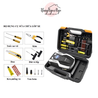 Máy bơm lốp xe Ô tô tăng áp điện tử chế độ Tự Ngắt Rundong 22 xi lanh AC-980F kết hợp bộ dụng cụ sữa chữa xe đa năng