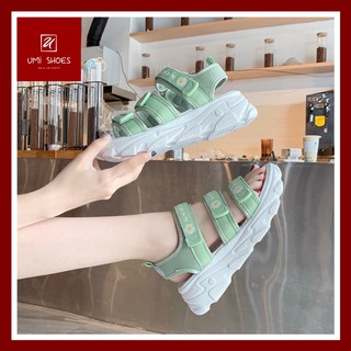 Sandal hoa cúc 3 quai ngang màu đen full/xanh mint cá tính năng động trẻ trung mới đơn giản đế cao 4cm bền đẹp học sinh