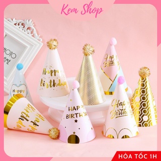 Mũ Sinh Nhật Ép Kim Ánh Kim Cao Cấp Siêu Xinh Trang Trí SInh Nhật Cho Bé Trai Bé Gái Người Lớn - K40