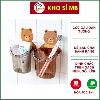 cốc gấu dán tường đựng bàn chải, hộp đựng bàn chải đánh răng hình gấu KHO SỈ MB