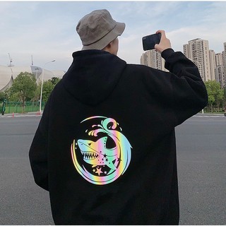 Áo hoodie phản quang họa tiết cá mập cực ngầu