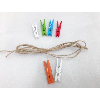 Set 6 kẹp gỗ lớn và 1m dây gai