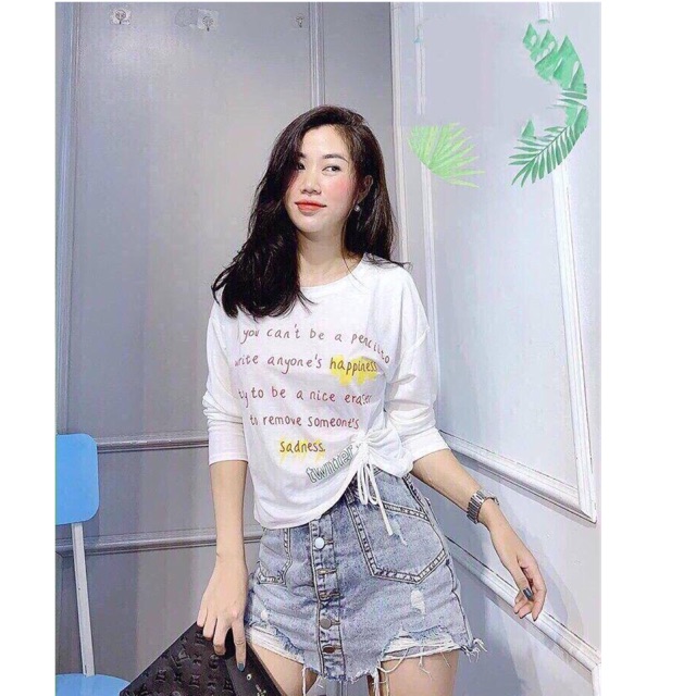 (Xả kho giá gốc) Áo thun lụa rút dây in (hình thật riêng áo)