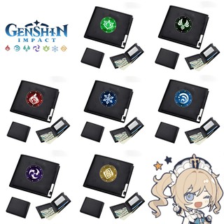 Ví da cầm tay nam nữ in hình NGUYÊN TỐ GENSHIN IMPACT ver TRÒN thời trang cá tính anime chibi game