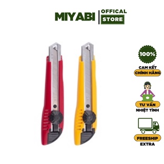 Dao rọc giấy Deli dùng trong văn phòng phẩm - 2 màu vàng , đỏ - 1 cái E2043 ( tặng kèm 3 lưỡi phụ 18mm)