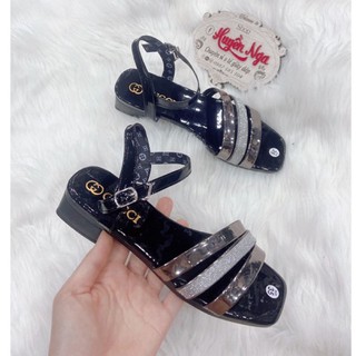 Dép quai hậu sandal nữ cao 2p dây 3 quai màu bac