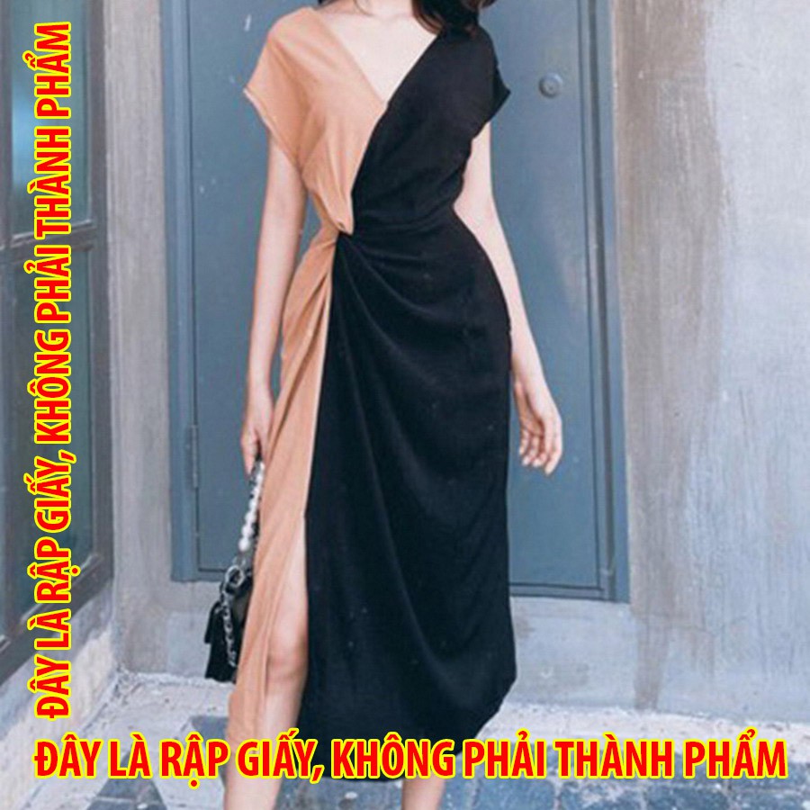 Rập giấy DC024 - Đầm xoắn eo lệch