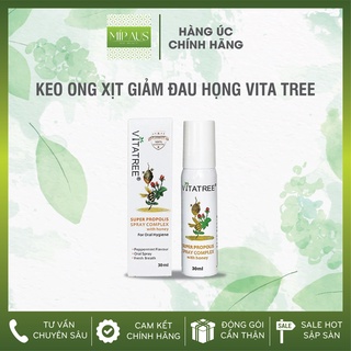 Chai xịt giảm đau họng keo ong Vitatree 30ml (Úc)