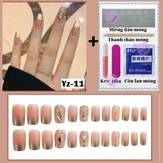 Móng tay giả đính đá kèm keo dài nhọn YOU NAILS Yz-11