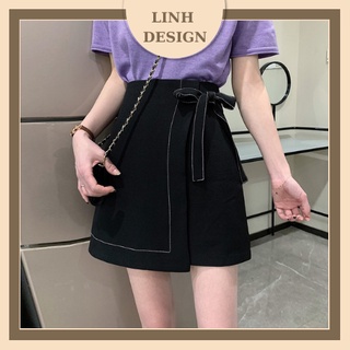 Chân váy chữ A trơn chỉ nối đính nơ  Chân váy công sở chất liệu Vitex siêu đẹp