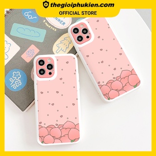 Ốp iphone - Ốp lưng iphone cạnh vuông viền Đào trái tim dành cho ip 6 đến 14promax - ng112