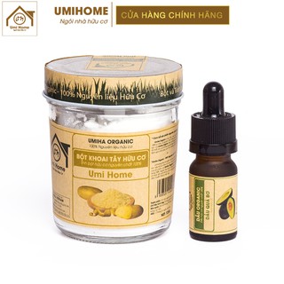 Combo Tẩy Da Chết, Cấp ẩm, Dưỡng Trắng Mịn Da UMIHOME gồm Dầu Quả Bơ 10ml và Bột Khoai Tây 125g