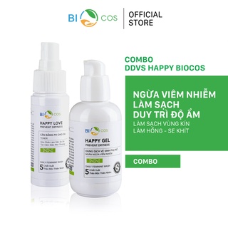 Bộ Dung Dịch Vệ Sinh BIOCOS - Happy Gel và Happy Love 200ml - Khử Mùi, Diệt Khuẩn, Cân Bằng pH, An Toàn Cho Làn Da