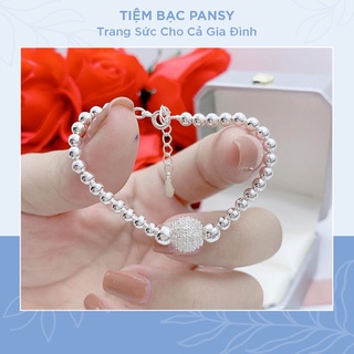 Lắc bạc ta cho bé dạng chuỗi bi mix cầu đá - Vòng bạc trẻ em S990 đeo tay chân đều được