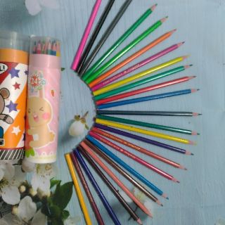24 bút chì màu cho bé tập tô, tập vẽ (1 hộp) - Gỗ tự nhiên, an toàn, màu sắc tươi tắn, tô êm, không bụi, bền đẹp