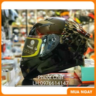 Giá Tận Kho - Nón bảo hiểm Fullface ROC R01 đen bóng siêu đẹp