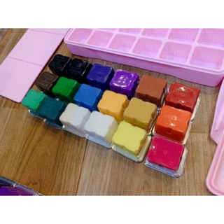 [có tặng quà] Hộp màu dạng poster/ gouache 18 màu Himi kèm hộp có nắp đậy, bảng pha màu rời Vẽ báo tường cho học sinh đc