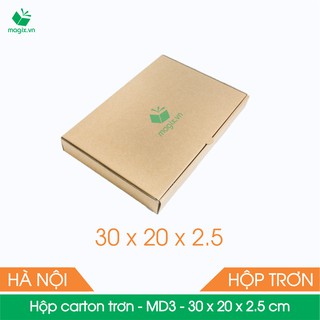 MD3 - 30x20x2.5 cm - 100 Thùng hộp carton trơn đóng hàng
