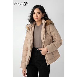 Áo khoác phao nữ cổ mũ viền lông IVY moda MS 70B9101
