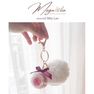 Móc khoá hoa khô ❤️FREESHIP❤️ Móc khoá cục bông hoa tươi vĩnh cửu không tàn đẹp mê mẩn