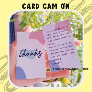 (newww) Set 100 card thank you, thiệp cảm ơn dành cho shop mẫu blob mẫu dạng đứng, dễ thương, dịu dàng size 9x5.5cm