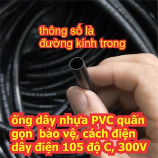 ống dây nhựa PVC quấn gọn bảo vệ, cách điện dây điện 105 độ C, 300V màu đen phi trong 3mm ~ 14mm kde6915