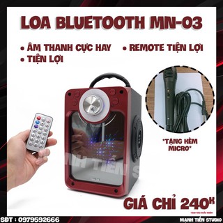 [ Hot Nhất ] Loa bluetooth karaoke MN03 -ghim mic hát karaoke, phát nhạc youtube, zing -  tặng kèm 1 micro