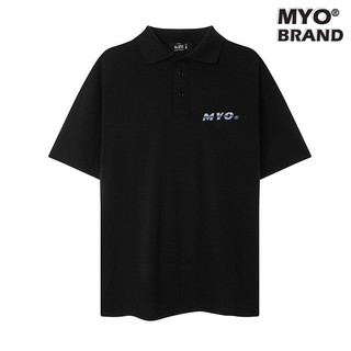 Áo Polo Oversize MYO Vải Cotton In Hình Chrome Black