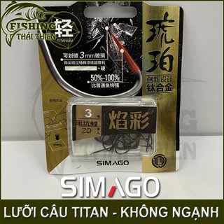 Lưỡi câu cá titan không ngạnh Simago vỉ 20 lưỡi siêu cứng, siêu bén