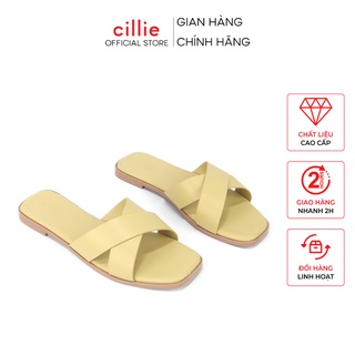 Dép nữ quai chéo đế bệt cao cấp dễ thương hottrend 2021 mang văn phòng đi chơi đi biển Cillie 3600