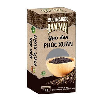 Gạo Lứt Đen Phúc Xuân 1Kg - Vinarice Ban Mai- Cơm mềm dẻo, tốt cho tim mạch và tiểu đường, ngăn ngừa mỡ máu