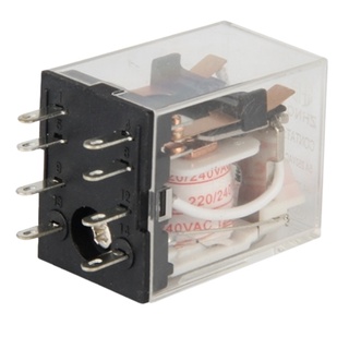 Rơ le trung gian MY2N-J 8 chân dẹp nhỏ có đèn điện áp 12VDC, 24VDC, 220VAC dùng chân đế PYF08A