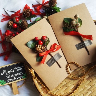 Thiệp cành thông Giáng Sinh giấy kraft - Thiệp noel handmade 5 mẫu