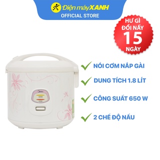 Nồi cơm điện nắp gài Midea MR-CM18SQ 1.8 lít  700 W lòng nồi chống dính - Chính hãng BH 12 tháng - Sản xuất tại Việt Nam
