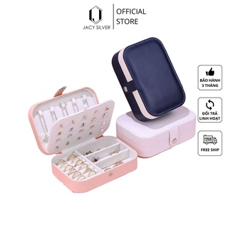Hộp Đựng Trang Sức Jacy Silver, Hộp Đựng Nữ Trang Cỡ Vừa Có Khóa Bấm Tiện Lợi H1009