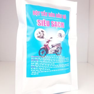 Bột tẩy lốc máy,đầu bò xe máy Siêu Sạch rửa xe không chạm