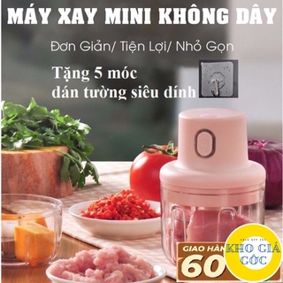 [RẺ VÔ ĐỐI] Máy Xay Mini Sạc Điện, Có Cổng Sạc Usb, Xay Hành, Tỏi, Rau Củ Quả (Tặng 5 móc dán tường siêu dính)