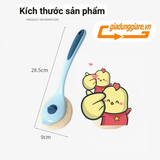 Cây cọ xoong nồi kèm búi lưới cán dài 27cm dụng cụ rửa chén bát chà kệ bếp bồn rửa nền gạch đa năng - giadunggiare.vn