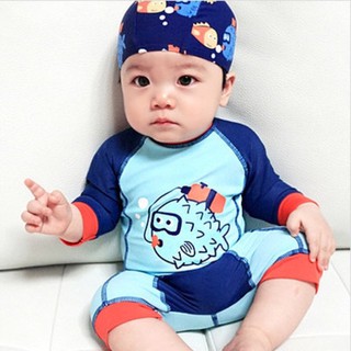 Bộ đồ bơi liền kèm mũ body dành cho bé trai đi biển mã C47
