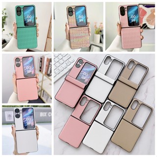 Ốp Điện Thoại Da Dệt Màu Trơn Chống Sốc Có Thể Gấp Gọn Cho OPPO Find N2 Flip 5G