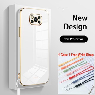 Ốp Điện Thoại Mạ Viền 6D Bằng Silicon Mềm Chất Lượng Cao Kèm Dây Đeo Cho Mi Xiaomi Poco X3 Poco X3 NFC Poco X3 Pro Sự Bảo Vệ