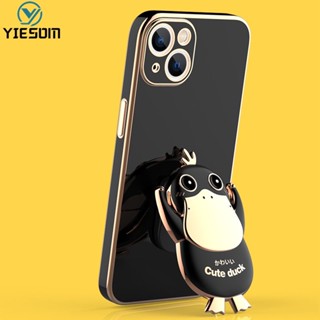 Ốp Điện Thoại Silicon Mềm Chống Sốc Có Giá Đỡ Hình Chú Vịt Dễ Thương Cho iPhone 14 13 Pro Max 14 Plus 13 Pro 13 Mini
