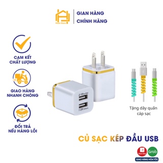 Củ sạc 2 cổng đầu USB cao cấp ,củ sạc kép kết nối điện áp 5V 2.1A , sản phẩm chất lượng tiện lợi sử dụng 5.0