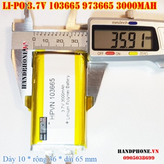 Pin Li-Po 3.7V 3000mAh 103665 (Lithium Polyme) cho Loa Bluetooth, Điện Thoại, Máy Trắc Địa, Định Vị GPS, POS,Cửa Vân Tay