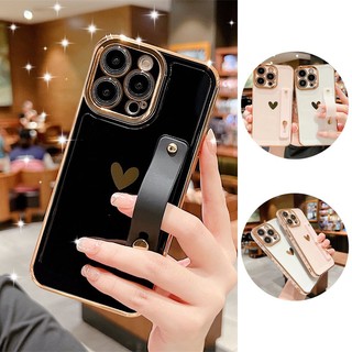 Ốp Điện Thoại In Họa Tiết Sang Trọng Kèm Giá Đỡ Và Dây Đeo Tay Cho iPhone 14 Plus 13 14 Pro Max