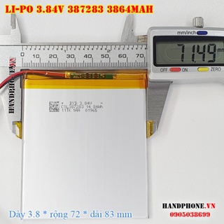 Pin Li-Po 3.84V 3864mAh 387283 377283 (Lithium Polymer) cho Máy Tính Bảng, Tablet, Điện Thoại, Laptop, Camera, Bảng LED