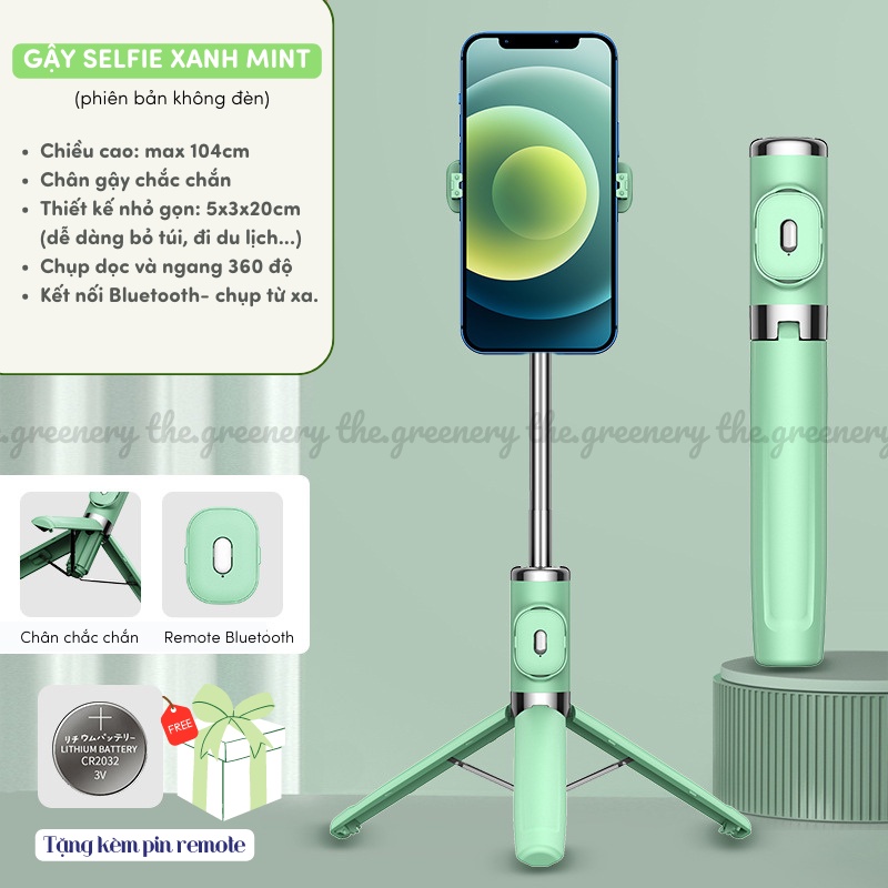 Gậy Selfie kiêm Tripod đa năng có remote Bluetooth điều khiển Tích hợp chân đế hợp kim kẽm chắc chắn